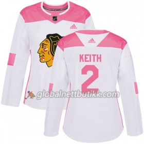 Chicago Blackhawks Hockeydrakt Duncan Keith 2 2017-2018 Hvit Rosa Fashion Adidas Authentic - Dame
